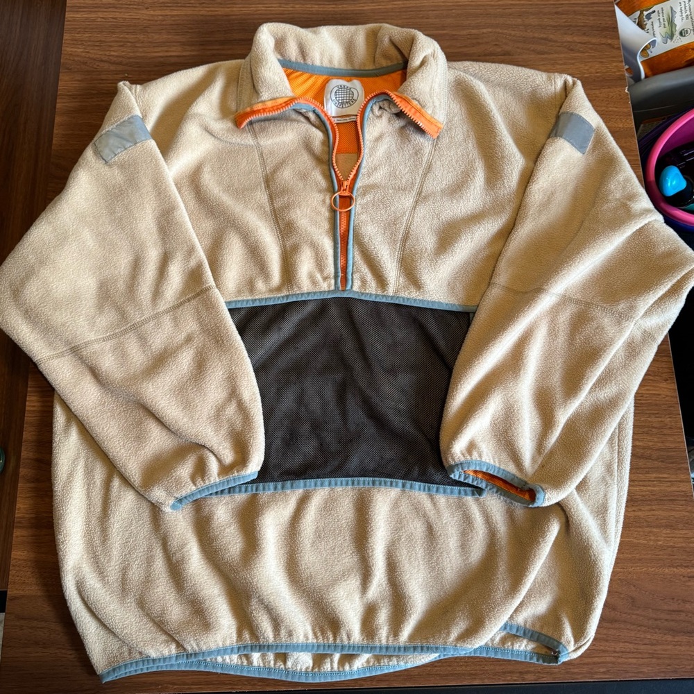 Urban Outfitters Tan and Blue Zip-Up Sweater